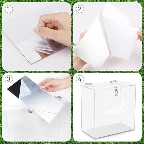 Image of Hooqict Clear Acrylic Card Box with Lock and Slot, Thick DIY Wedding Gift Card Box for Party, Graduation, Wedding Reception, Retirement, Bridal or Baby Shower, Raffle Ticket Money Envelope Holder