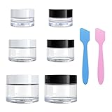 VEAIDE Travel Size Containers for Toiletries, 3 Size 0.17/0.5/1 OZ Small Cosmetic Jars for Makeup Face Creams Moisturizer Lotion, with 2 Pieces Mini Spatulas for Gift (6 Pieces)
