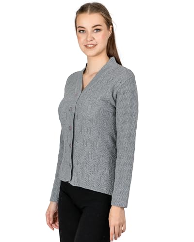 Image of Lady Willington Women Woolen V-Neck Self Design Cardigan Heavy Daffodil Fabric Cardigan Winter Wear Pure Wool Cardigans for Women Sweaters Long Cotty Fully Warm Cardigan Free Sizes
