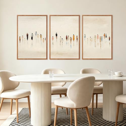 Image of CHDITB 3D Textured Human Silhouette Wall Art,Earthy Tone Crowd Figure Decor