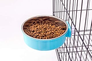 Flymoqi Crate Dog Bowl,Stainless Steel Removable Water Food Feeder Bows Cage Coop Cup