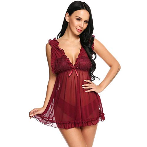 Chemise de nuit érotique rouge XL pour pimenter vos soirées romantiques en lingerie fine