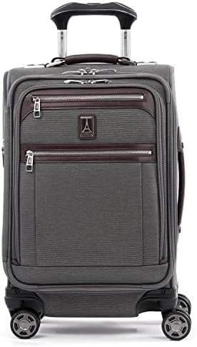 Travelpro Platinum Elite Softside Expandable Luggage, 8 Wheel Spinner Suitcase, USB Port, Fits up to 15" Laptop, Men and Women, Business Plus, Vintage Grey, Carry-On 20-Inch, Platinum Elite Softside Expandable Spinner Wheel Luggage