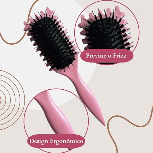 Escova Para Cabelos Cacheados Define Seus Cachos Com Perfeição Reduz Frizz Desembaraço Suave Sem Dan