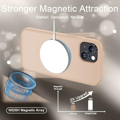 Image of for iPhone 15 Plus Case, iPhone 14 Plus Case, Matte Magnetic Phone Cover with 1 Screen Protector [Support for MagSafe] [Shockproof Military Grade Protection] Translucent Frosted Back, Coral Pink