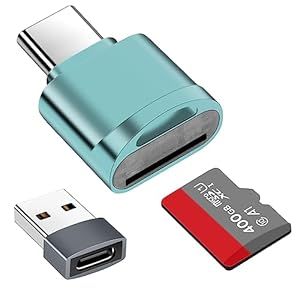 TF Kartenleser, Micro SD Kartenleser, Typ C TF Speicherkartenleser Adapter mit USB C auf USB Adapter, Kompatibel mit Laptops, MacBook, Samsung Galaxy (Blau)