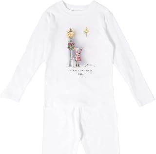 Personalised Personalised Christmas Pyjamas White Pyjamas White Pjs Pink Star So Bright Traditional Girls
