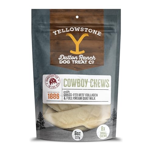 Yellowstone Limited Ingredient Dog Treats Beef Collagen Chews - Healthy Dog Treats Made in USA - Air Dried Beef Collagen Sticks for Dogs - Crunchy & Chewy Dog Treats - 8 oz, 8 Small Beef Chews -  LFG Product Solutions LLC, YS-CCH-8-S