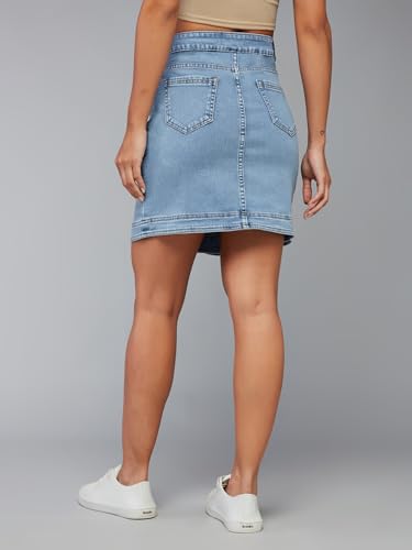 Image of Dolce Crudo Women's Flared High-Rise Stretchable Denim Maxi Skirt