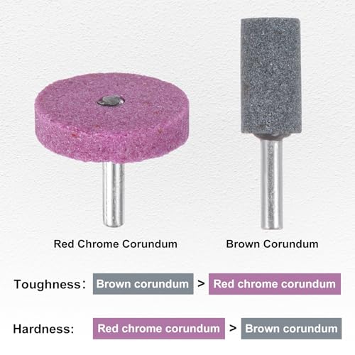 M METERXITY 10er Pcs Schleifsteine Mit Aufsatz 1/4 Zoll (6mm) Schaft Aluminiumoxid Polier Schleifbohrer Für Rotationswerkzeuge 0 63 Zoll (16mm) Durchmesser 80 Körnung Spitzen Set [Braun]