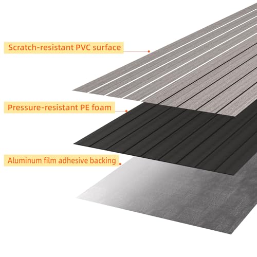 Image of Peel and Stick Wood Slat Wall Panels, Grayish Brown, 236 x 15.7 in | 3D Fluted, PVC Paneling for Accent Wall, Ceiling, Living Room, Office, Bedroom