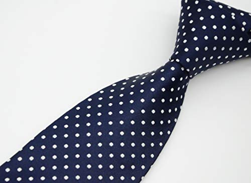 Best Collection New Classic Polka Dot Jacquard Woven Silk Men's Tie Necktie (Dark Blue) #TOP2