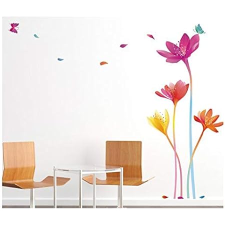 Amazon ウォールステッカー 花の虹 ウォールステッカー オンライン通販