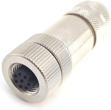 M12 8 Pin Female Connector, A Code Shielding Metal Shell Sensor Field Assembly Circular Connector IP67 Straight Type Adapter 60V 4A AC/DC Connector for PG7/PG9
