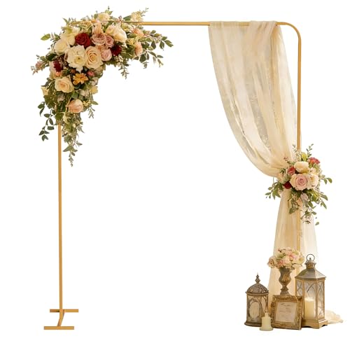 SIMHOMSTOR 5.2 * 6.56 FT Metal Arbor Frame Stand, Garden Arch Trellis for Plants, Wedding Decor Backdrop Flower Stand, Gold by SIMHOMSTOR - Used condition - US$34.44