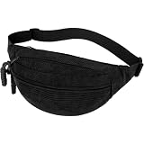 Aucuu Riñonera Mujer de Pana, con Deportiva Ajustable e Impermeable para Actividades al Aire Libre y Viajes-Negro