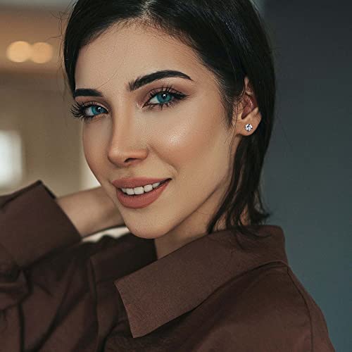 Fibo Steel 3-7Mm Titanium Screw Back Earrings Surgical Steel Stud Earrings For Men Women, Rainbow 5A Cubic Zirconia Sleep Hypoallergenic Stud For Sensitive Ears 5Mm #TOP1