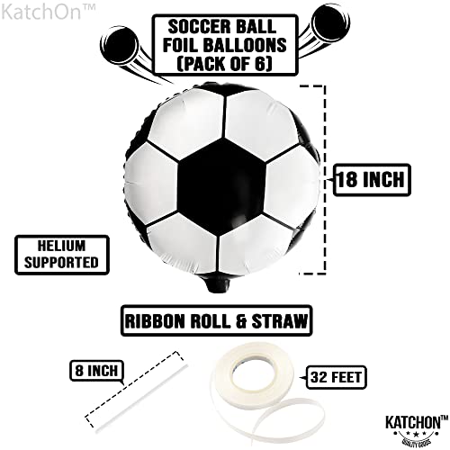 KatchOn,Huge Soccer Ball Balloons - 18 Inch-Pack of 6 | Soccer Birthday Party Decorations | Soccer Party Decorations | Soccer Balloons | Soccer Decorations for Party | Black And White balloons