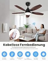 Deckenventilator mit Beleuchtung, Leiser 106cm DC-Ventilator mit Fernbedienung, Dimmbare Lampe 3000K-6500K, 5 Flügel, 6 Geschwindigkeiten, Timer, für Schlafzimmer, Esszimmer, Wohnzimmer, Küche, Büro – Ansicht 2