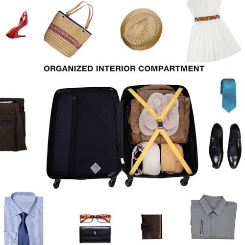 3-Piece Luggage Set - ABS Hard-Shell Suitcases with Spinner Wheels, TSA Lock, and Organized Interior (20"/24"/28"), Yellow3