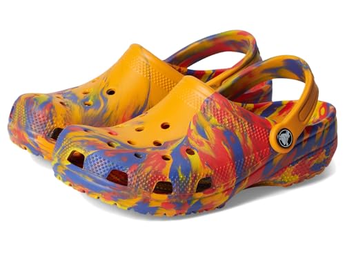 Crocs Unisex Classic Marbled Tie-Dye Clogs (Toddler) Orange Zing/Multi 6 Medium