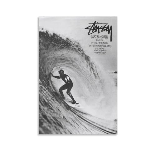 ForGue Stussy Surf - Affiche rétro pour mur, design sur toile, pour salon, chambre à coucher, décoration, 30 x 45 cm, sans cadre