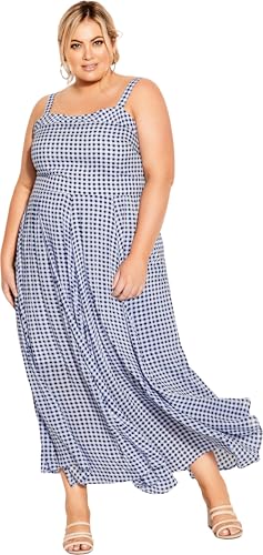 City Chic Women's Plus Size Picnic Check Maxi Dress, 14