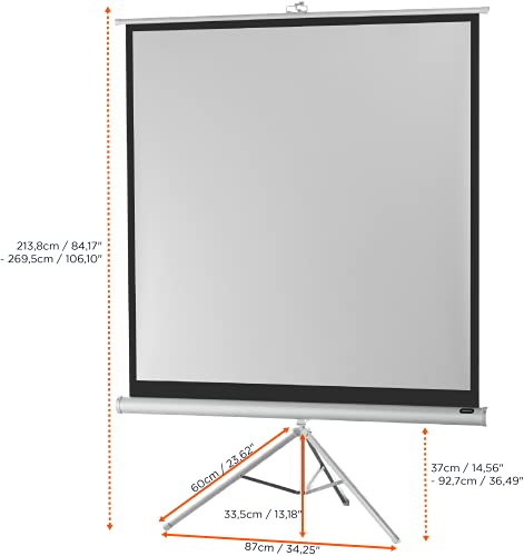 celexon Economy Stativ-Leinwand wei&szlig; 90 | 158x158 cm 1:1 | mobil transportable 4K, Full-HD Beamerleinwand mit manuellem Rollauszug f&uuml;r Heimkino, B&uuml;ro & Outdoor | inkl. Standfu&szlig; + Tragegriff
