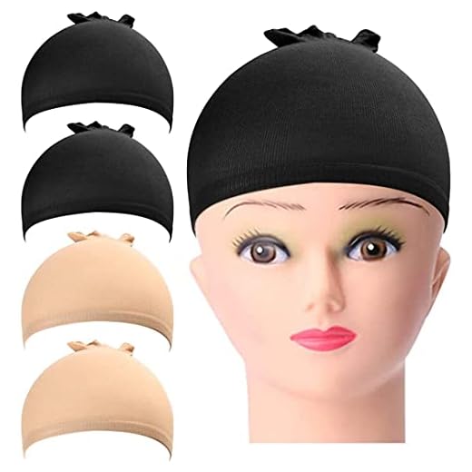 URAQT Perukkapslar, 4 st Stretchiga Nylon Perukkapslar, Andningsbara Bekväma Tätningstrumpa Peruk Kopp Hårkopp för Kvinnor Män, Beige Och Svart
