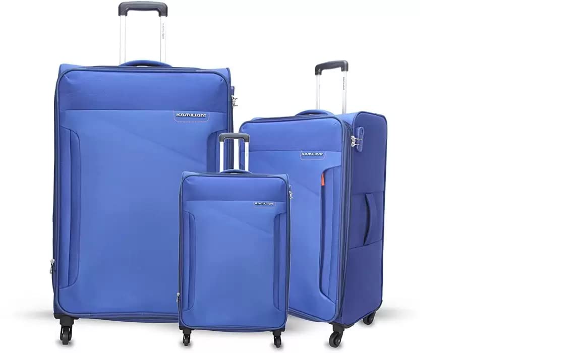 American Tourister Kamiliant (Set of 3)-Polyester Small 56 cm, Medium 68 cm & Large 79 cm Softsided Luggage Trolley (Blue)