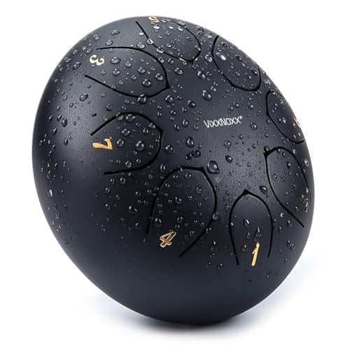 VixxNoxx Stahlzungentrommel Regentrommel Outdoor Garten Hand Drum Handpan Drum 6 Zoll 8 Noten C Key Musikinstrumente Percussion Instrument (Schwarz)