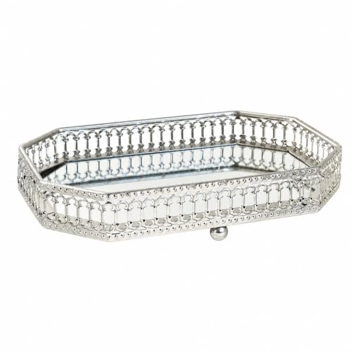 Image of predolo Luxury Tray with Mirrored Glass Surface -influenced, Mirror Vanity Tray, Decorative, for Coffee Table, S, Rectangle