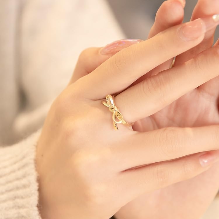 18k Gold Bow Ring 925 Sterling Silver Promise Rings Eternity Engagement Wedding Band Ring for Women tackable Forever Love Knot Ring 6