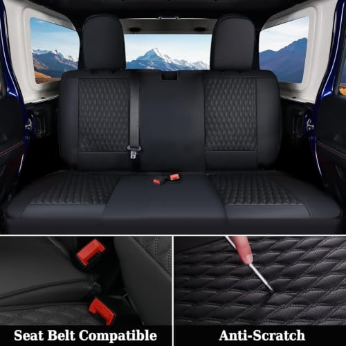Image of Coverado Seat Covers Full Set for 2013-2017 Jeep Wrangler 4 Door, Waterproof Black Car Seat Protector for Truck Automotive Custom Fit for Jeep Wrangler, Full Coverage Wrangler Seat Custions