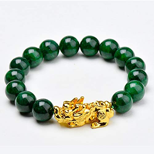 Talismán Pi Yao de jade verde genuino para la prosperidad y atraer la buena suerte y el dinero