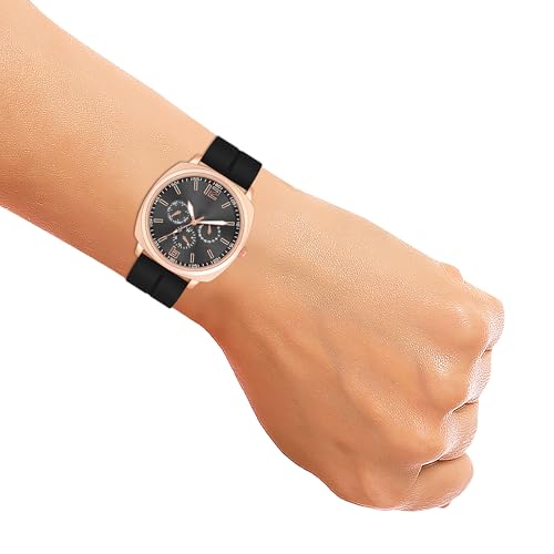 Image of styledose Minimalist dial Softest Adjustable Silicon Belt Quartz Analog Date Display Wrist Watch for Men