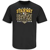 Pittsburgh Football Fans. Stairway to Seven. World Title or Bust Black T-Shirt (S-5X) (kurzärmlig, groß)
