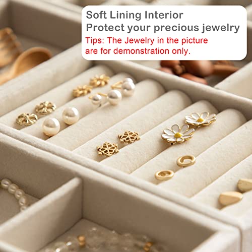 Cdbovid Velvet Jewelry Organizer Trays-Stackable Storage Solution For Earring,Rings,Bracelets,Watches,And Accessorits With Removeable Dividers-Set Of 8 (Beige) #TOP1