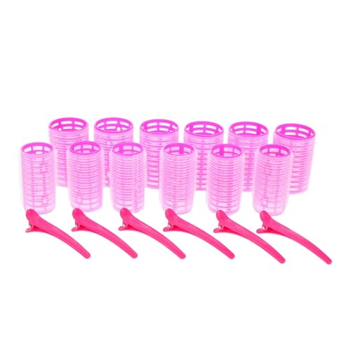 FRCOLOR Plastic Hair Curler Set 18 Pieces Clips Rollers for Women Small Medium Sizes for Bangs Long Hair
