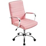 Abician Fauteuil de Bureau Ergonomique en Similicuir Chaise de Bureau à roulettes Inclinable Fauteuil d'ordinateur Réglable en Hauteur Style Moderne Rose