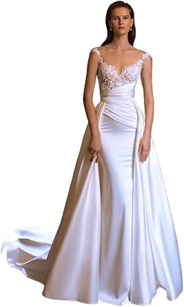 Yexinbridal Lace Tulle Wedding Dresses for Bride 2026 Boho A-Line Bridal Dresses for Women Off Shoulder V Neck Wedding Gowns