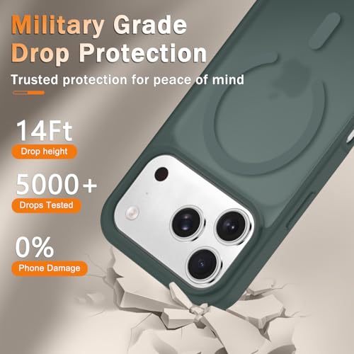 Image of YENAPOON for iPhone 17 Pro Max Case, Matte Magnetic Phone Cover [with 1 Screen Protector] [Support for MagSafe] [Shockproof Military Grade Protection] Translucent Frosted Back, Gray