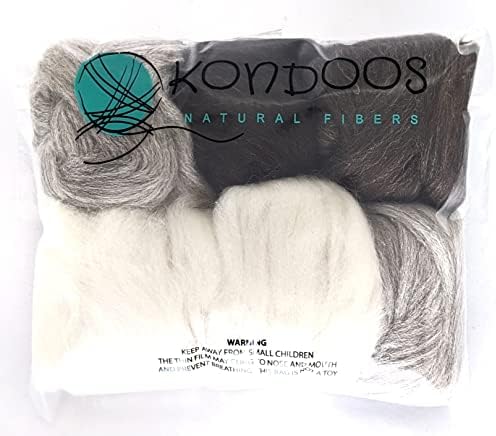 Kondoos Needle Felting Wool roving, Great for Arts & Crafts, DIY Projects & Easy for Beginners. 4 Natural Colors, 6oz. image 4