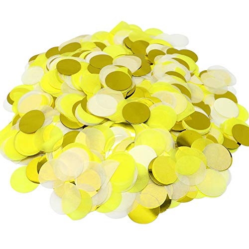 Image of VCOSTORE 1 Inch Tissue Paper Confetti Circles,1.76oz Round Paper Table Confetti Circle Dots, Suitable for Birthday Wedding Party Decoration and Baby Shower decorations,Gold and Yellow,5000 Pieces