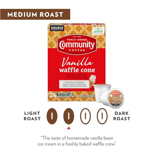 Community Coffee Vanilla Waffle Cone Ice Cream Flavored, 10 Count Coffee Pods, Compatible with Keurig 2.0 K-cup Brewers, 10 Count (Pack of 1)