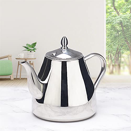 Miniatura 8 de Sanqiahome 1,5 Litros Tetera De Acero Inoxidable Con Filtro Para Infusiones Extraíble,Cafetera, De Plata