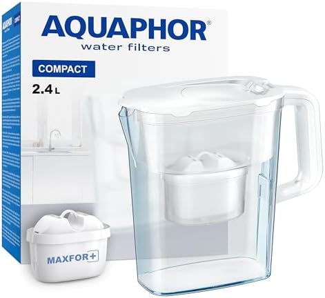 AQUAPHOR Water Filter Jug Compact White 2.4L with 1 x Maxfor+ Cartridge
