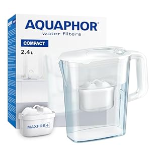 AQUAPHOR Water Filter Jug Compact with 1 X Maxfor+ Filter - 2.4L Capacity - White