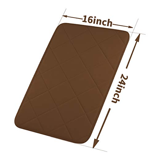 Findnew Non-Slip Soft Microfiber Memory Foam Bath Mat,Toilet Bath Rug,With Non-Skid Bottom Washable Quickly Drying Bathroom Mats (16" X 24", Coffee-Net) #TOP7