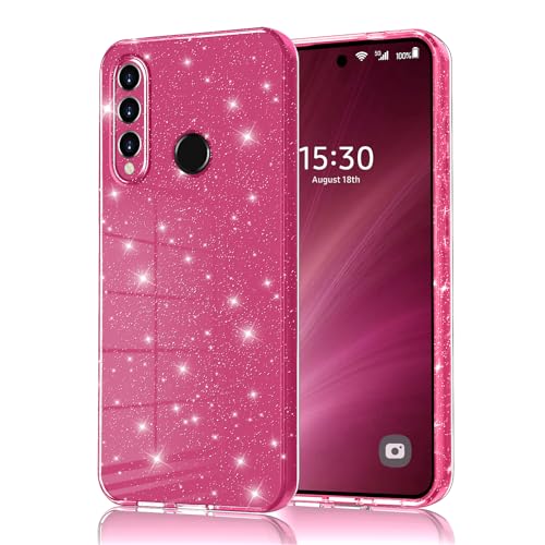 Eherui Handyhülle für Huawei P30 Lite Glitzer, Silikon TPU Anti-Fingerabdruck Hülle,Stoßfeste Schutz Hülle Dünn Kratzfest & Schutzhülle für Huawei P30 Lite,Rose lila